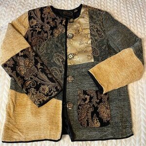 Alex Kim  vintage Multicolor Patchwork Blazer size small petite art to wear